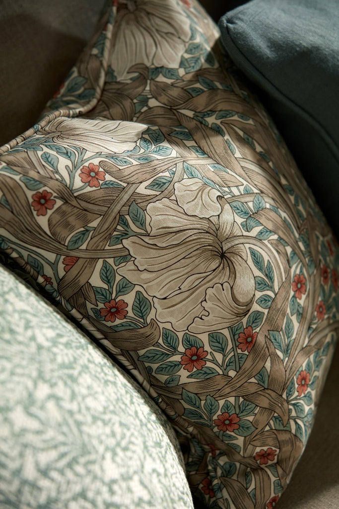Morris & Co Pimpernel Linen/Coral Fabric