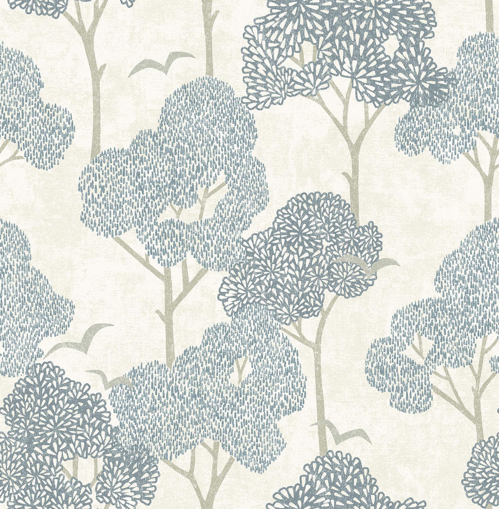 A-Street Prints Lykke Blue Textured Tree Wallpaper