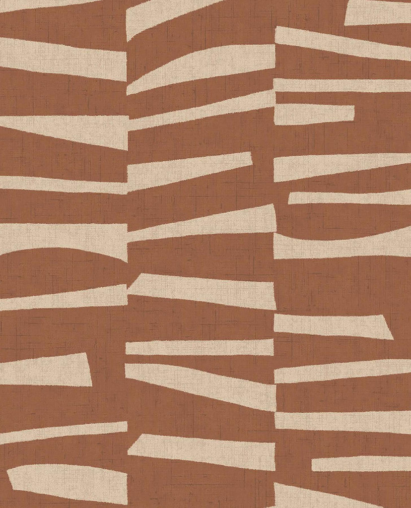 Brewster Home Fashions Ode Rust Staggered Stripes Wallpaper