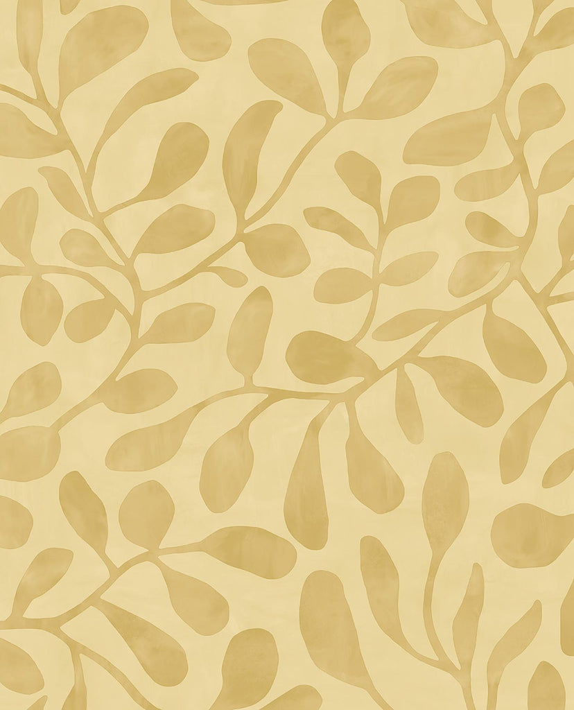 Brewster Home Fashions Fiona Yellow Leafy Vines Wallpaper