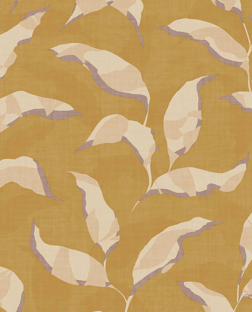 Brewster Home Fashions Callista Mustard Leaves Wallpaper