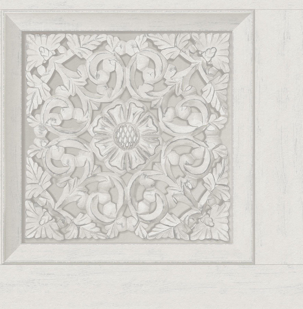 Brewster Home Fashions Albie Dove Carved Panel Wallpaper