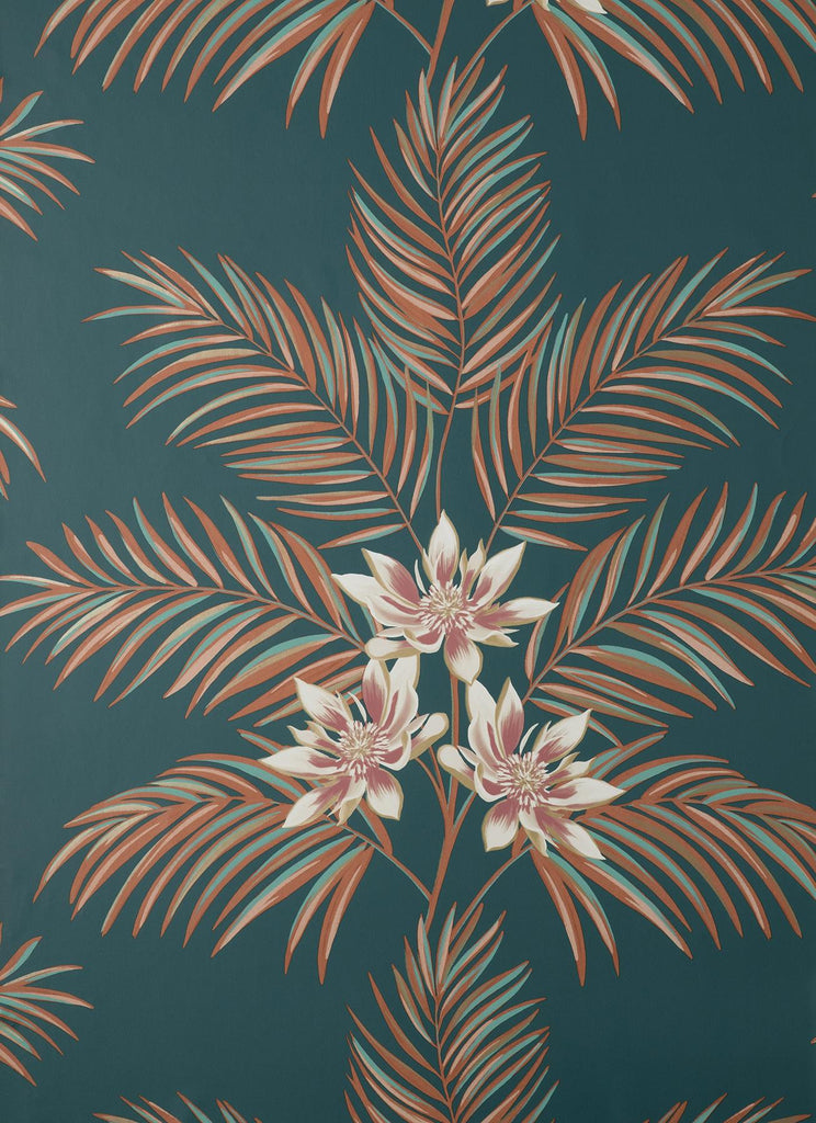 Brewster Home Fashions Bali Teal Palm Wallpaper