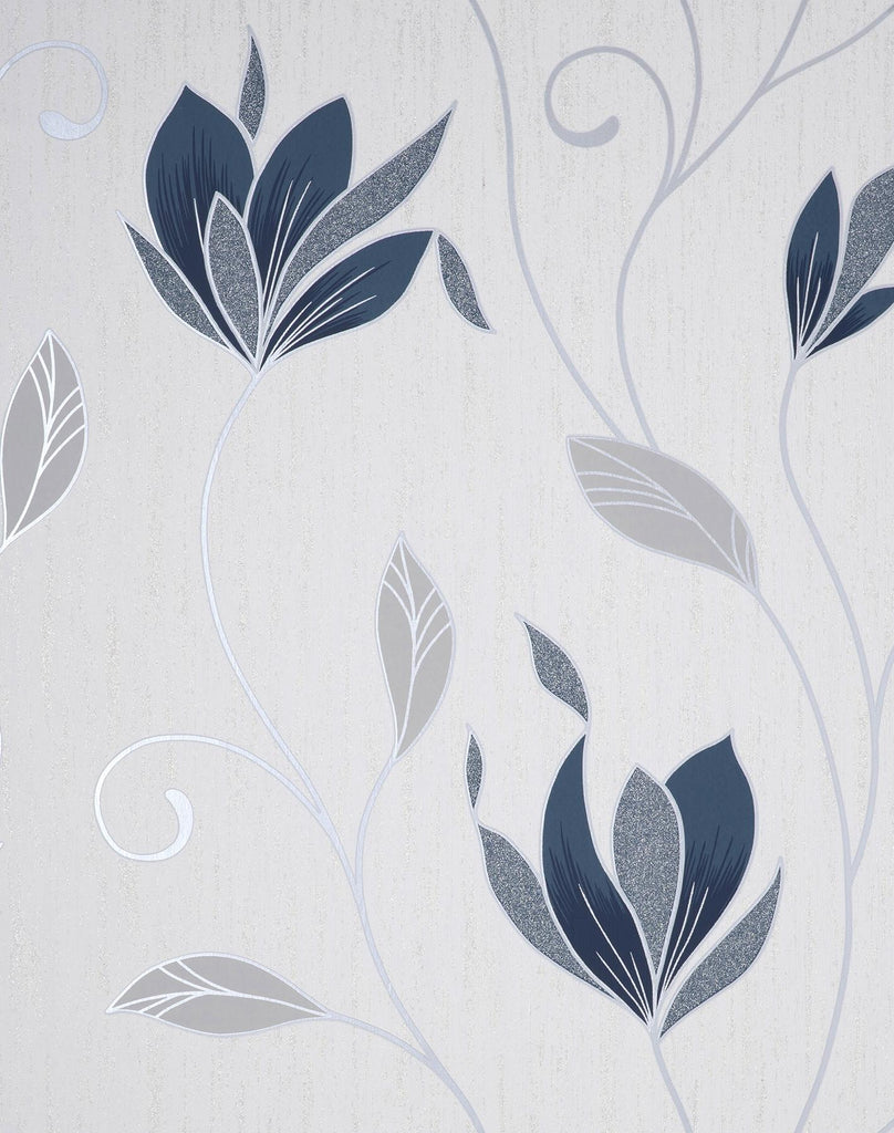 Brewster Home Fashions Synergy Navy Floral Wallpaper