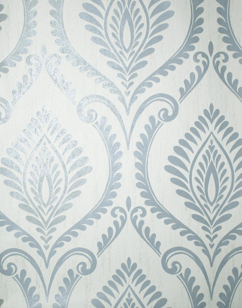 Brewster Home Fashions Estelle Light Blue Damask Wallpaper