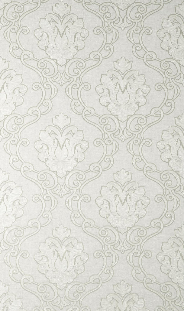 Brewster Home Fashions Florentine White Damask Wallpaper