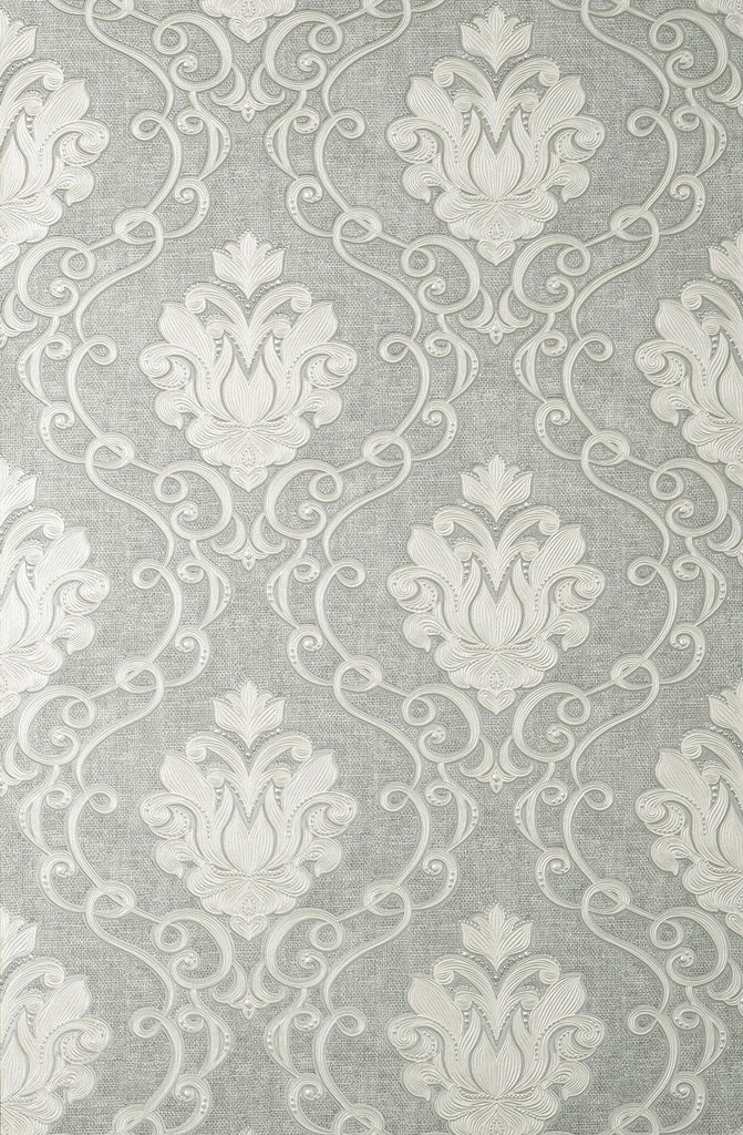 Brewster Home Fashions Florentine Grey Damask Wallpaper