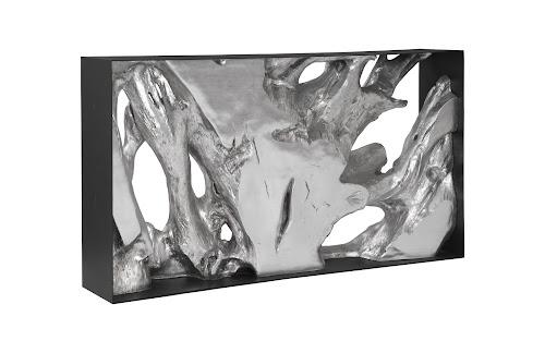 Phillips Collection Cast Root Metal Framed  Table Resin Silver Leaf SM Console