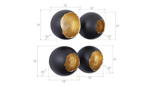Phillips Collection Broken Egg Wall Art Black and Gold Leaf Set of 4 Accent