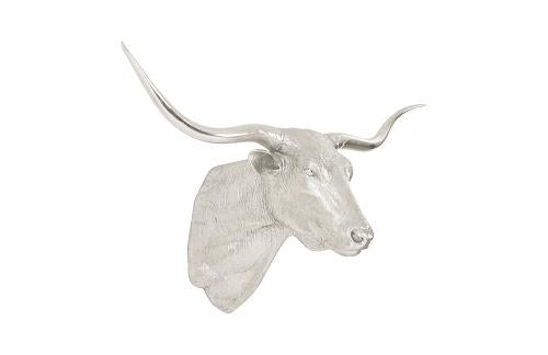 Phillips Collection Longhorn Bull Wall Art Resin Silver Leaf Accent