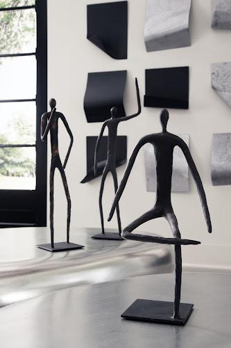 Phillips Collection Abstract Figure on Metal Base Bronze Finish Arm Up Accent