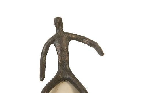 Phillips Collection Abstract Figure on Bleached Wood Base Bronze Finish Left Arm Down Accent