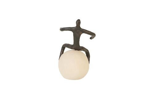 Phillips Collection Abstract Figure on Bleached Wood Base Bronze Finish Accent
