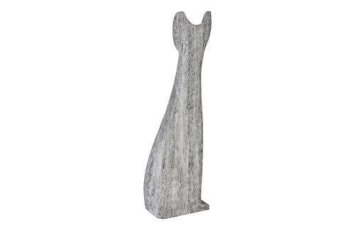Phillips Collection Cat Sculpture Large Chamcha Wood Gray Stone Finish Accent