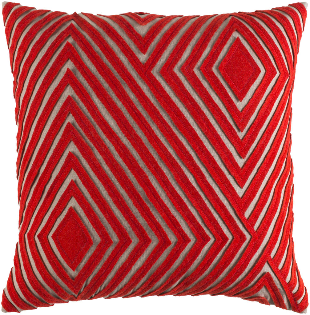 Surya Denmark DMR-002 Light Brown Red 18"H x 18"W Pillow Cover