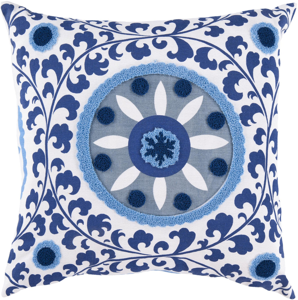 Surya Botanical FF-026 Aqua Blue 22"H x 22"W Pillow Cover