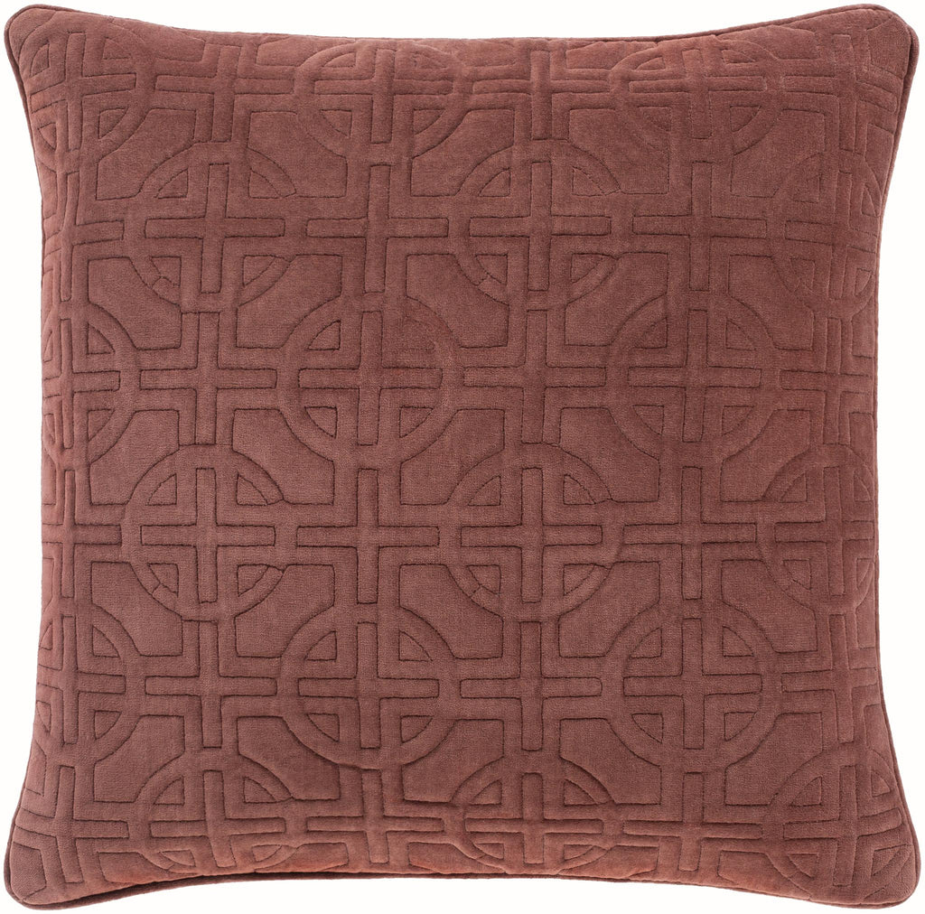 Surya Quilted Cotton Velvet QCV-004 Burgundy 20"H x 20"W Pillow Cover