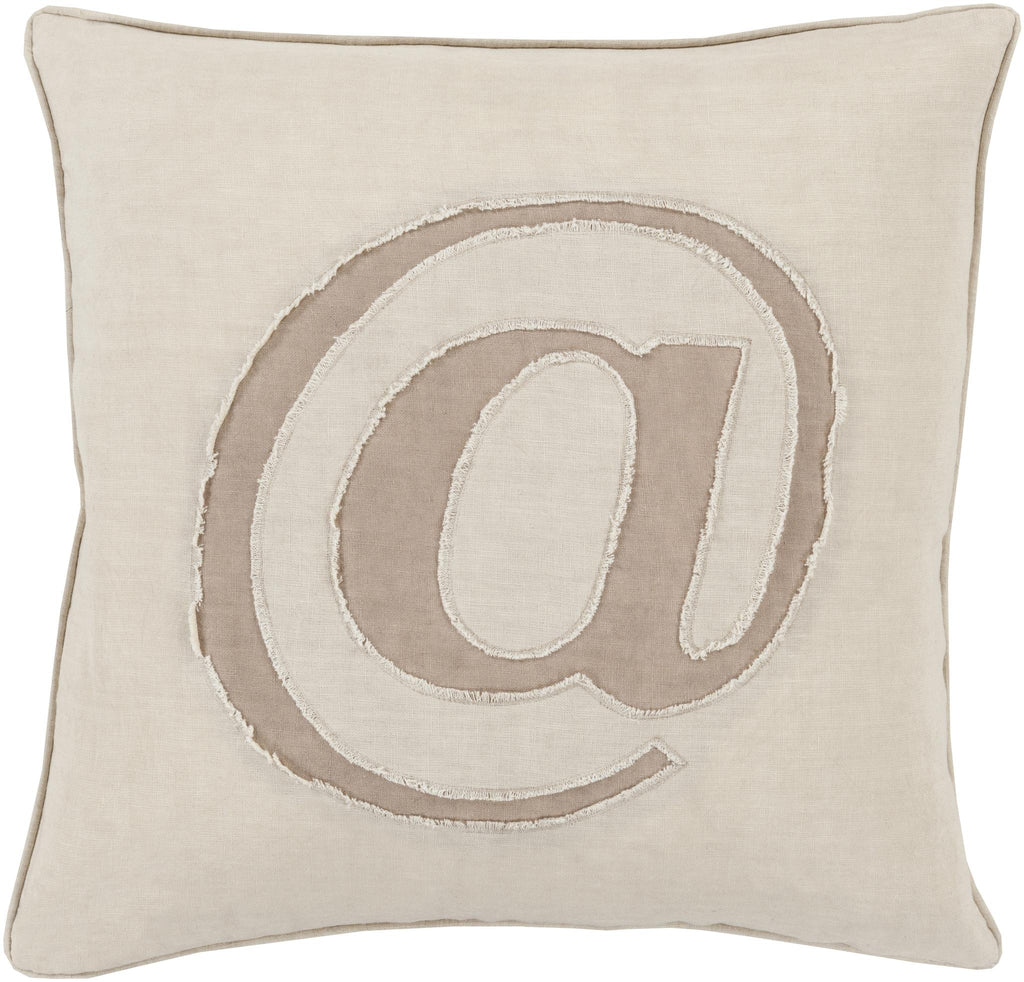 Surya Linen Text LX-001 Ivory Taupe 20"H x 20"W Pillow Cover