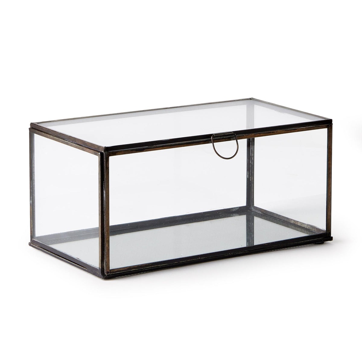 Napa Home & Garden Arwen Rectangular Display Box - Antique Brass Glass Memory Box 11x6x5 Inches
