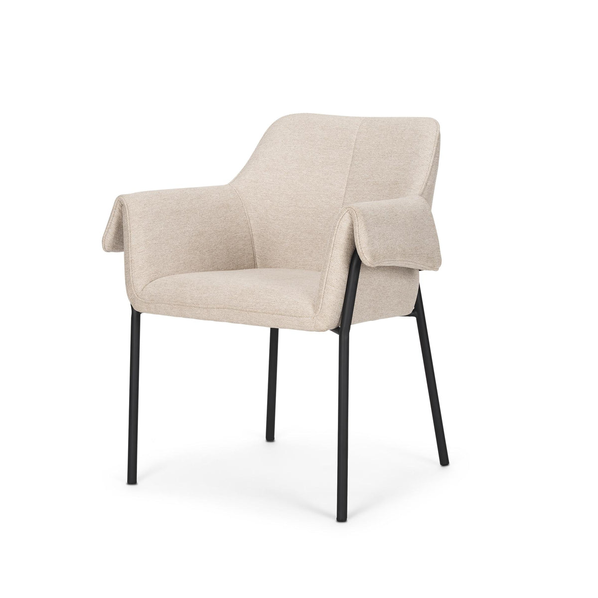 Mercana Brently Dining Chair W/ Oatmeal Fabric & Matte Black Metal Leg ...