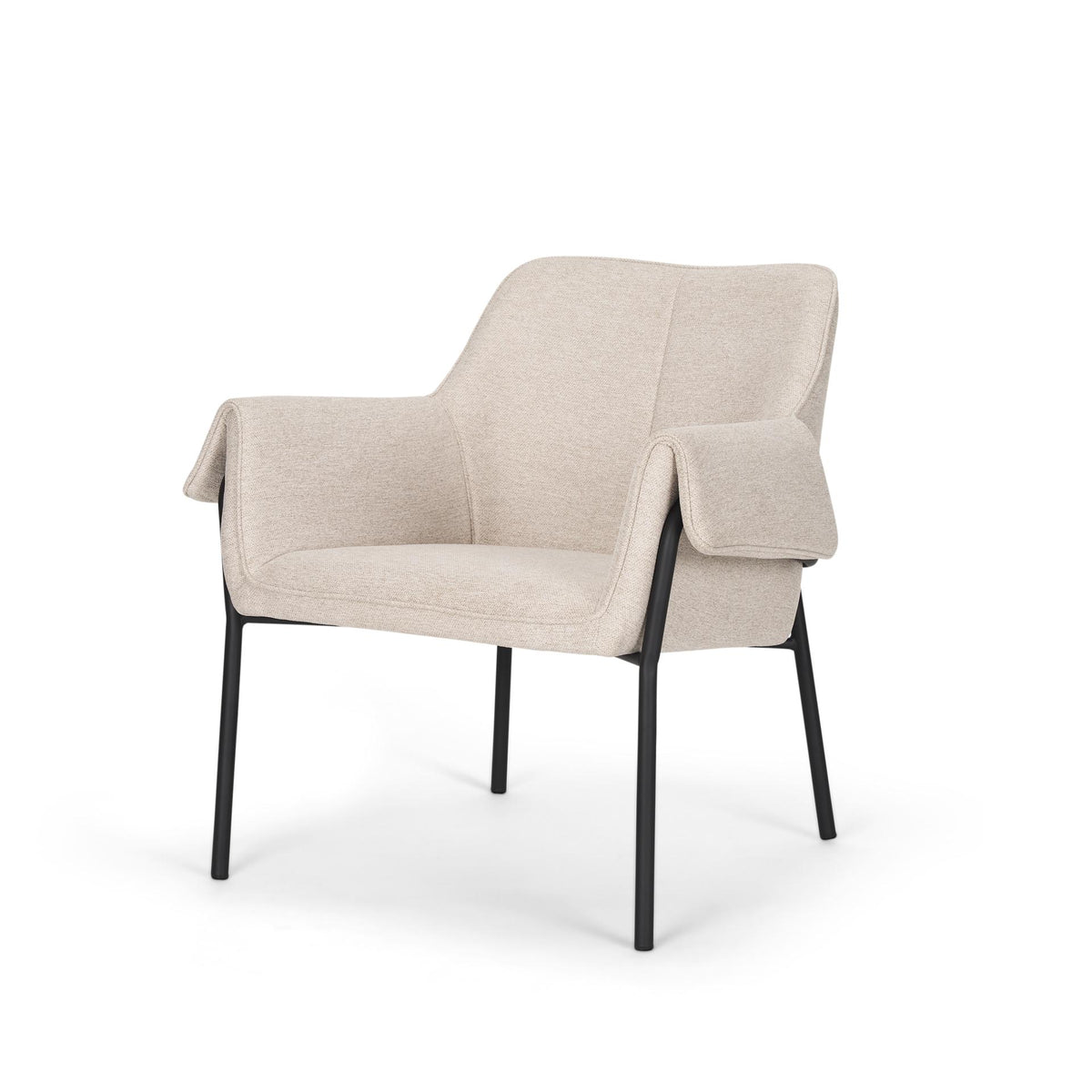 Mercana Brently Accent Chair W/ Oatmeal Fabric & Matte Black Metal Leg ...