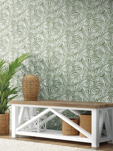 York Oahu Fronds Peel and Stick Green Wallpaper