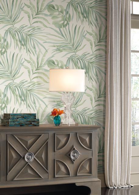 Candice Olson Paradise Palm Light green Wallpaper