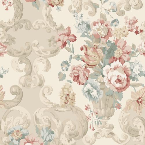 Mulberry FLORAL ROCOCO LOVAT/RED Wallpaper