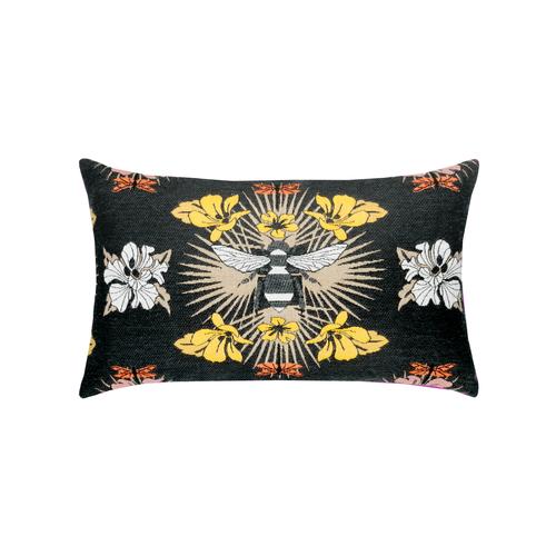 Elaine Smith Honey Bee Lumbar Black Pillow