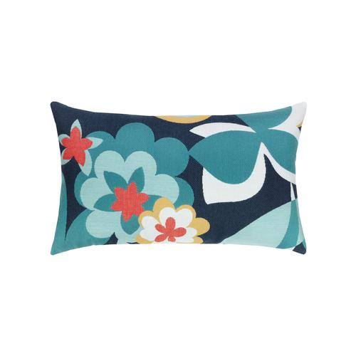 Elaine Smith Floral Impact Lumbar Blue Pillow