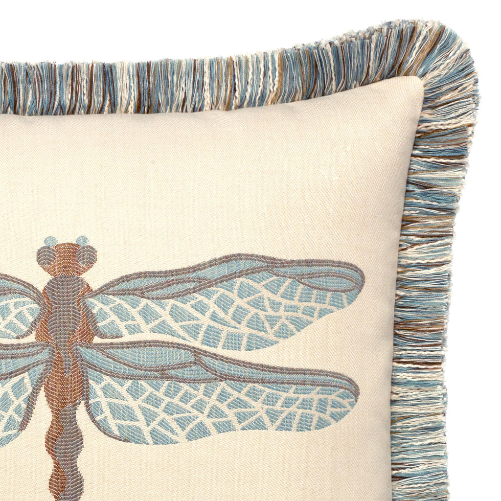 Elaine Smith Dragonfly Spa Blue Pillow