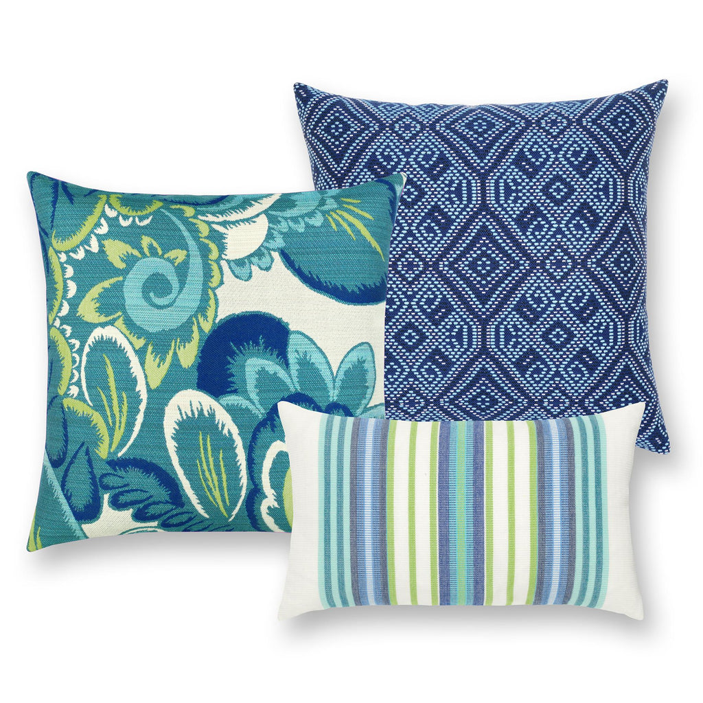 Elaine Smith Floral Wave Blue Pillow