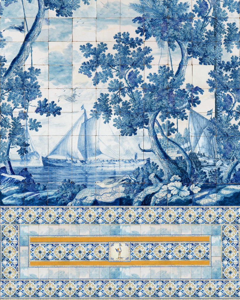 MindTheGap AZURE Mural WHITE/BLUE/YELLOW Wallpaper