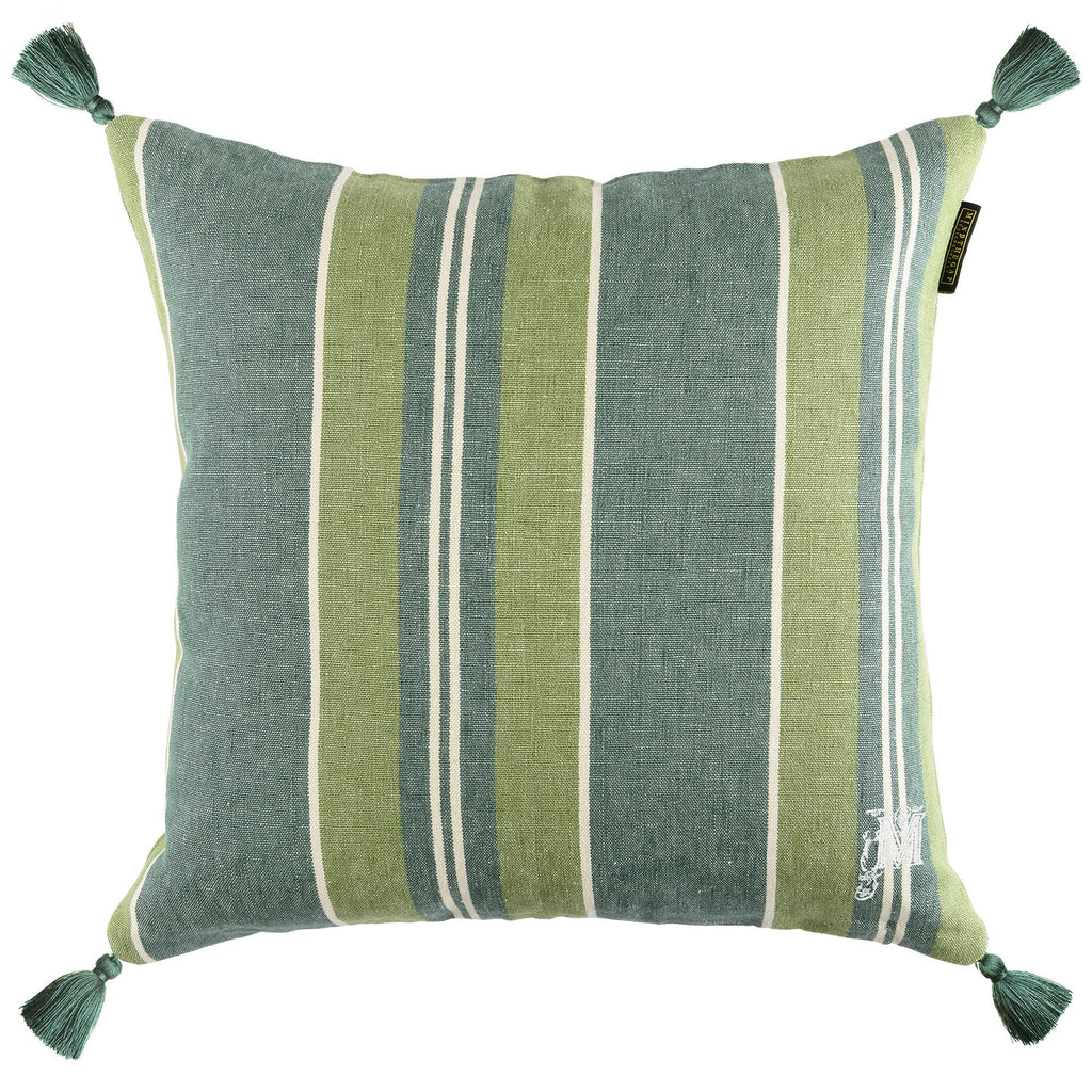 MindTheGap SZEPVIZ Stripe Green/White Pillow