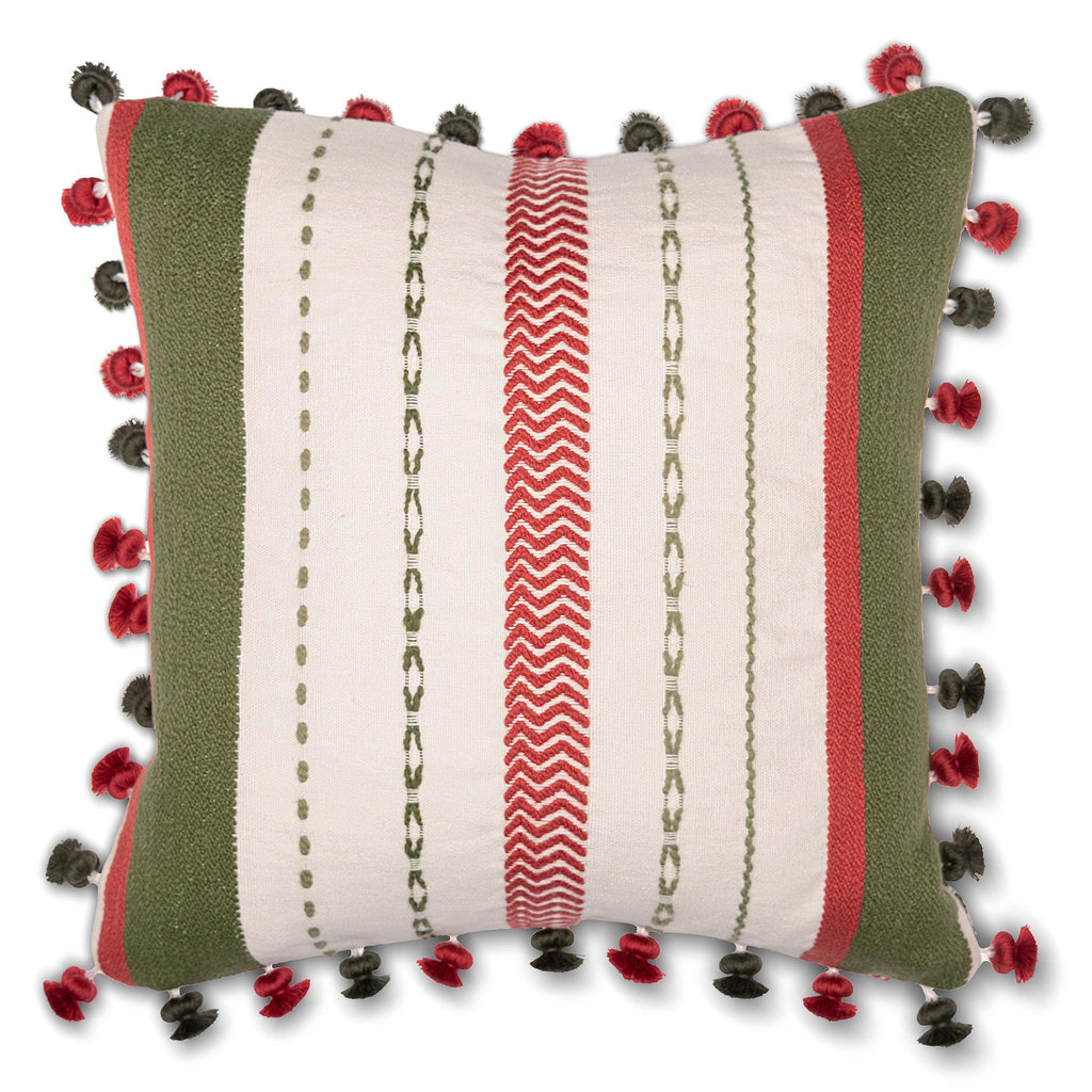 MindTheGap HANDWERKLICH Green/Red/White Pillow