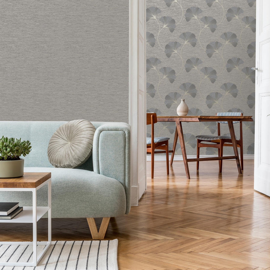 Brewster Home Fashions Miya Ginkgo Grey Wallpaper