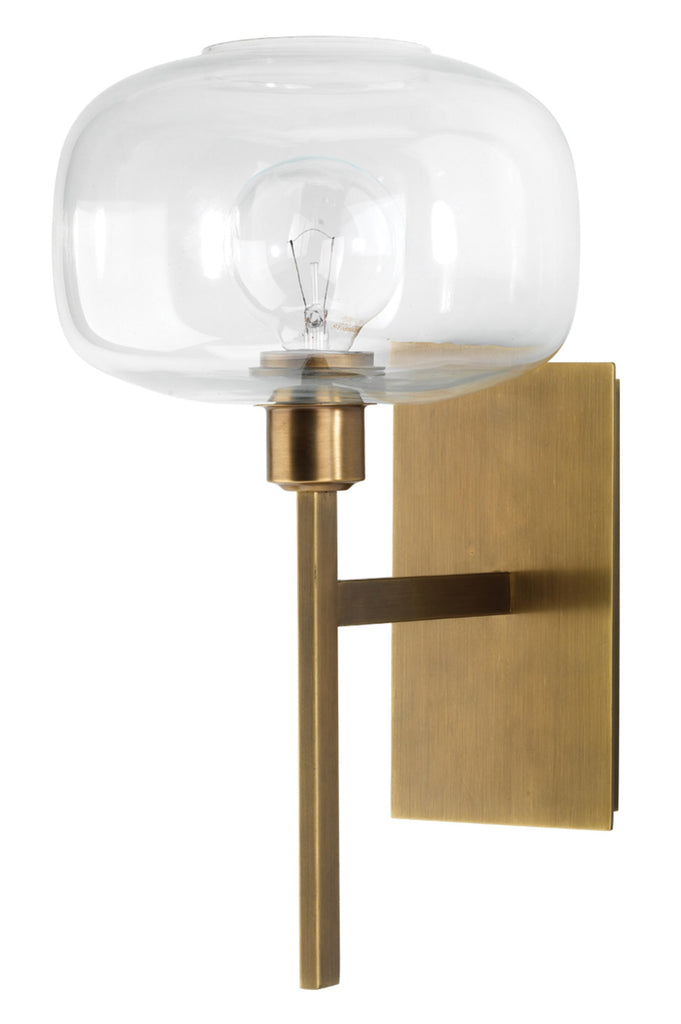 Jamie Young Scando Mod Antique Brass / Clear Glass Wall Sconces