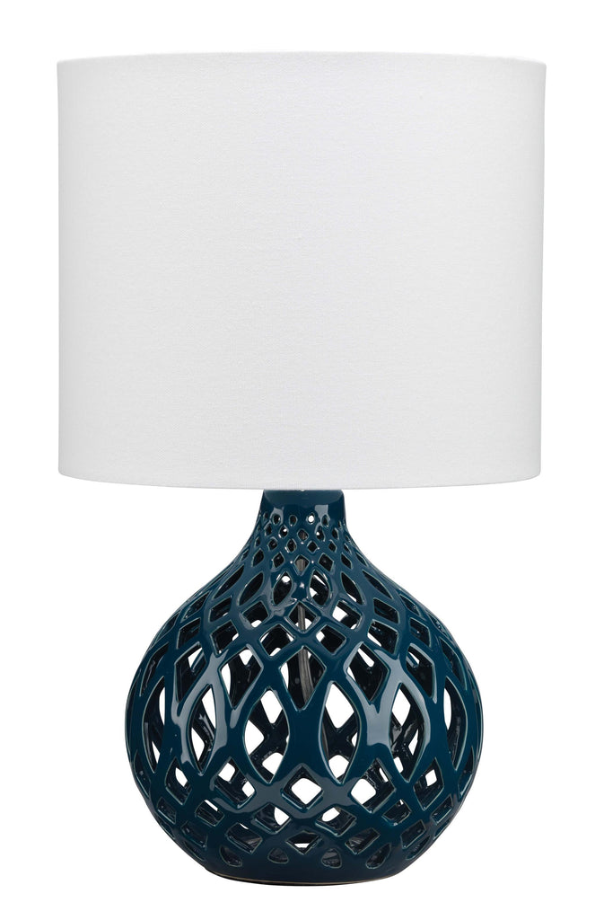 Jamie Young Fretwork Navy Blue Table Lamps