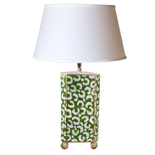 Dana Gibson Leo in Kelly Green Lamp with White Shade