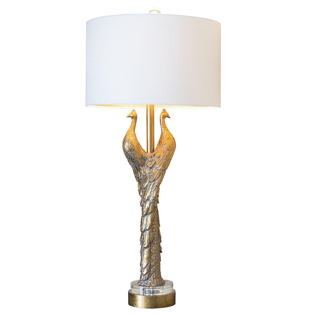 Couture 38.5"H Golden Peacock Opulent Gold Resin and Crystal Table Lamps