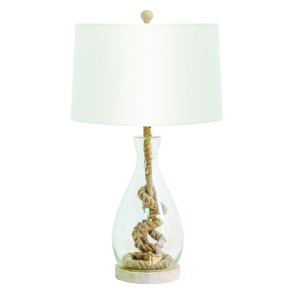 Couture 29"H Nantucket Recycled Glass, Jute Rope and Natural Rubberwood Table Lamps