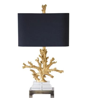 Couture 25.5"H Gold Coral Gilt Gold, Crystal and Brushed Brass Table Lamps