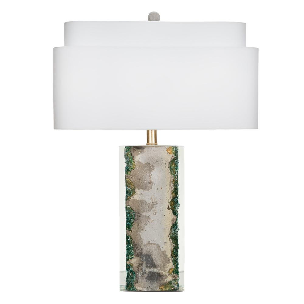 Couture 26"H Knoll Grey Cement and Oxidized Gold Leaf Table Lamps