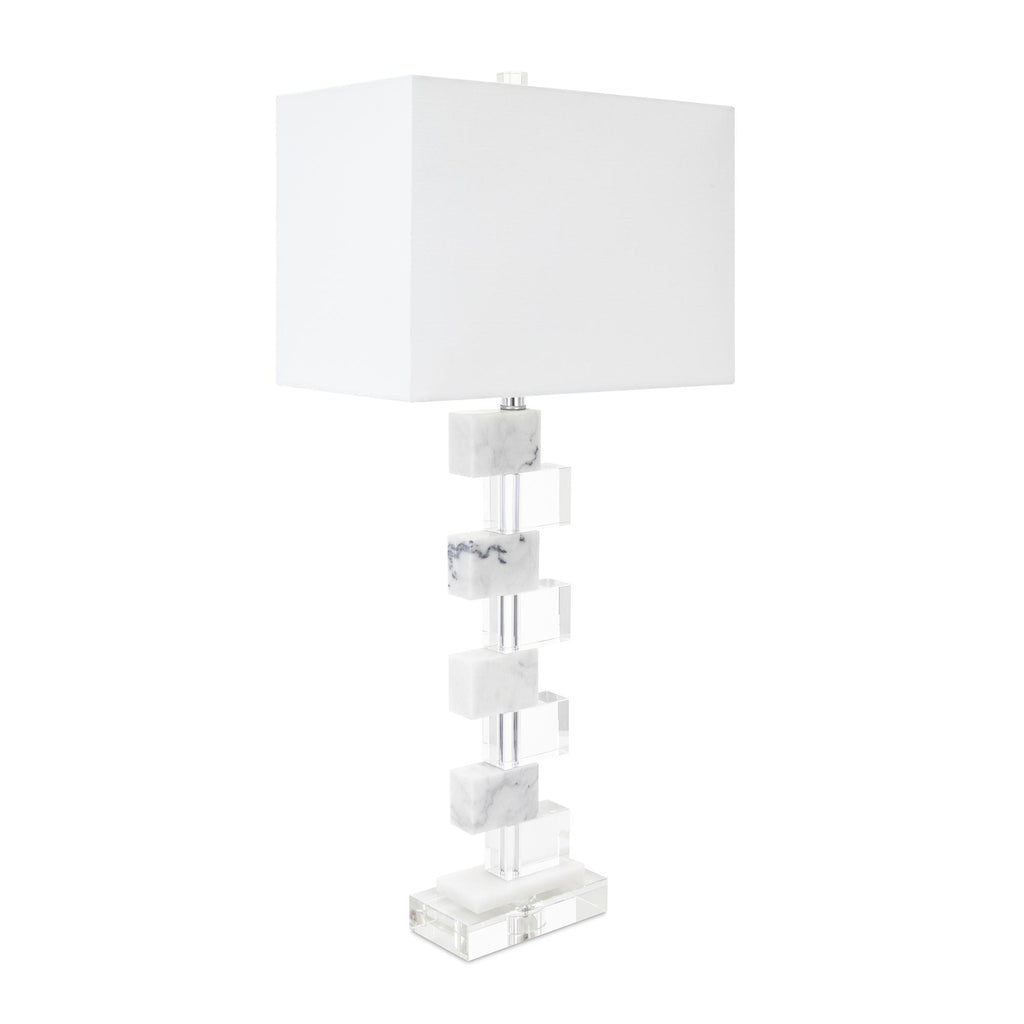 Couture Jacobs Clear Crystal and White Marble Table Lamps