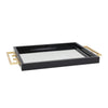 Couture Avondale Tray High Gloss Black Lacquer And Gold Leaf Decorative Accent