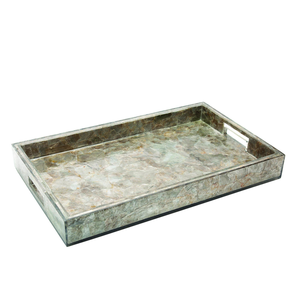 Couture Emerson Tray (with handles) Natural Black Mica and Clear Decorative Accents