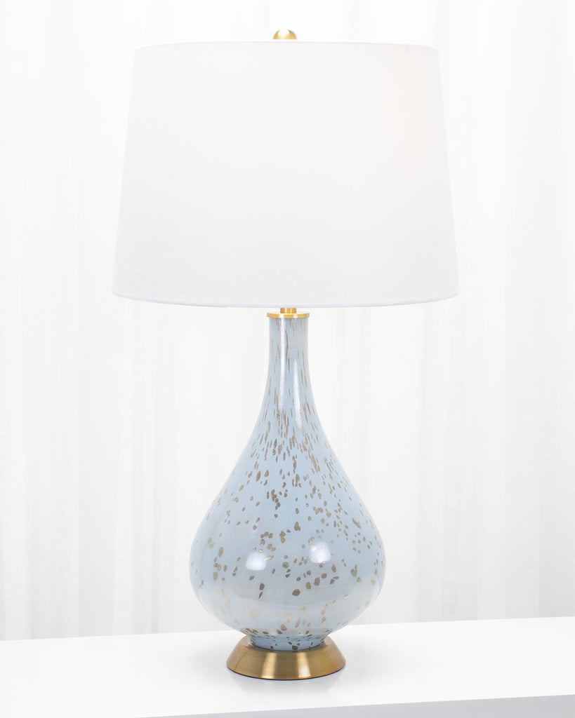 Couture 31" Luca light blue glass + gold tone metal Table Lamps
