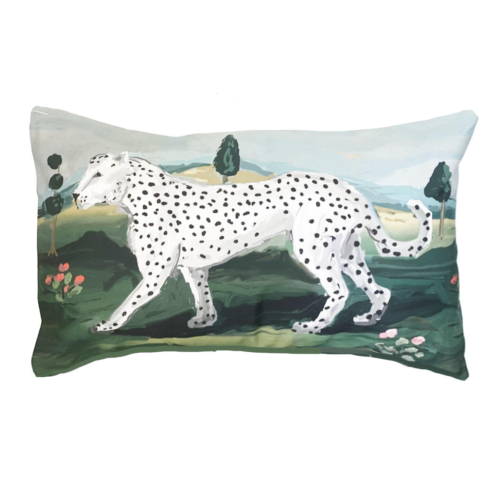 Dana Gibson White Leopard Walking Jumbo Lumbar Pillow
