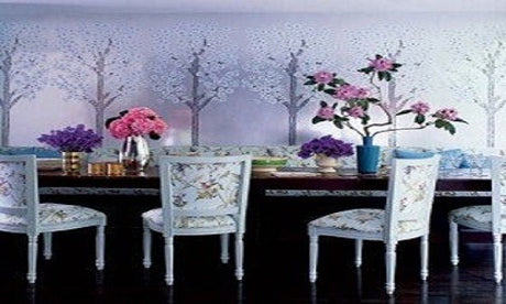 birds fabrics white chair flower
