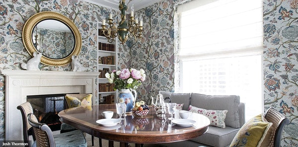 Floral dining room Elle Decor Summer Thornton Design